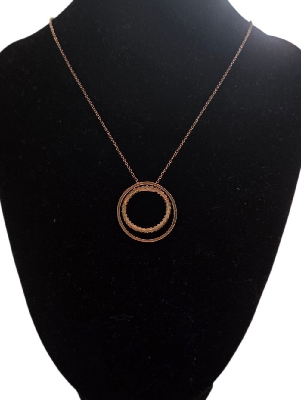 Vintage Italian 925 GP Double Circle Pendant Necklace – Signed CW
